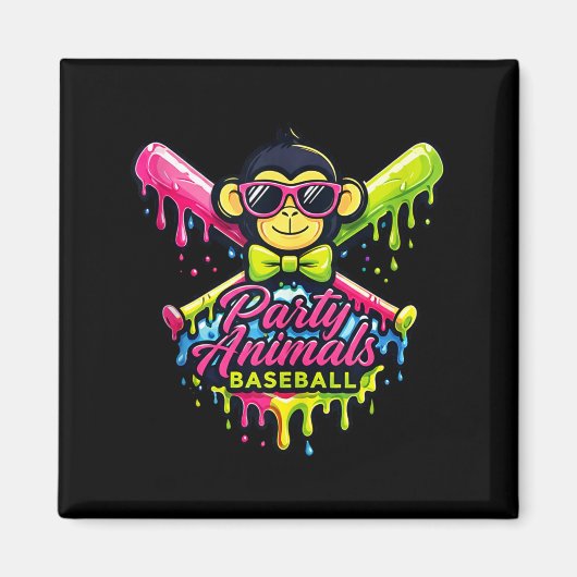 Feestbeesten honkbal grappige aap tank top  magneet (Voorkant)