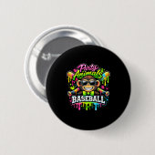 Feestbeesten honkbal ijs druppel grappige aap ronde button 5,7 cm (Voorkant /achterkant)