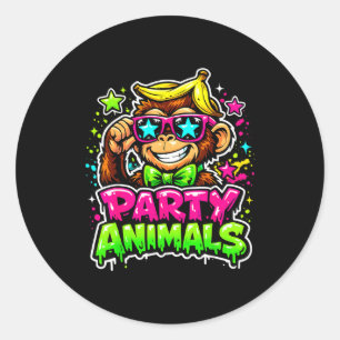 Feestbeesten honkbal jersey grappige aap levendig ronde sticker