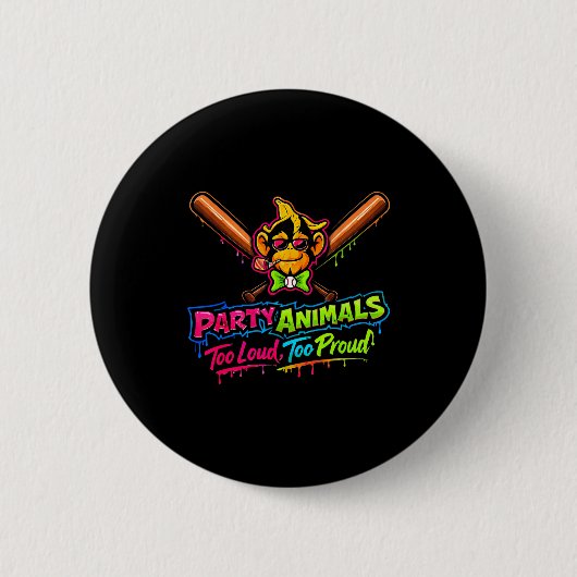 Feestbeesten honkbal jersey  ronde button 5,7 cm (Voorkant)