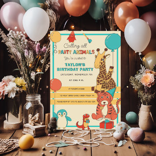 Feestbeesten Leuk Giraffe, Tijger Kinderverjaardag Kaart