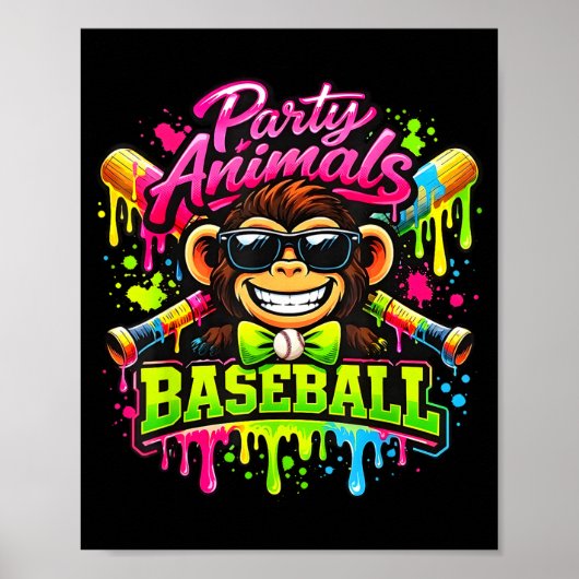 Feestbeesten meme honkbal grappige aap  poster (Voorkant)