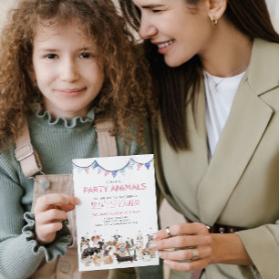 Feestbeesten Puppies Hond Verjaardagsfeest Uitnodi Kaart