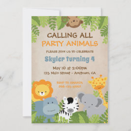 Feestbeesten Safari Jungle Verjaardag Kaart