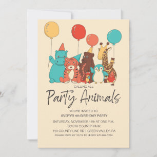 Feestbeesten Tijger, Pinguïn, Nijlpaard Kinderverj Kaart