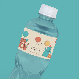 Feestbeesten Tijger, Pinguïn, Nijlpaard Kinderverj Waterfles Etiket