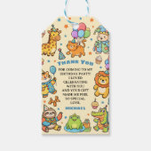 Feestbeesten Whimsical Kinderverjaardag Bedankt Cadeaulabel (Voorkant)
