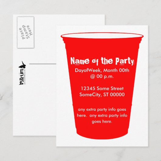 feestbekertje uitnodiging briefkaart (Voorkant / Achterkant)