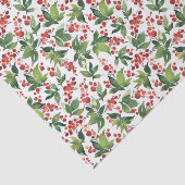 feestbessen en groen kerstpatroon tissuepapier (Detail)