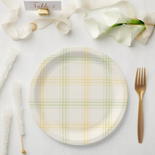Feestbord | Lime & Lemon Plaid | Gin & Tonic Papieren Bordje (Huwelijk)