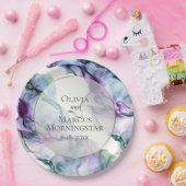 Feestborden | Levendig Teal Indigo Abstracte Inkt Papieren Bordje (Feest)