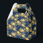 Feestbox met gouden sterren bedankdoosjes<br><div class="desc">De partij gunt doos die in een festive gouden sterren drukontwerp wordt getoond. Color Navy Blue past dit object aan of koopt het zoals het is. Afbeelding</div>