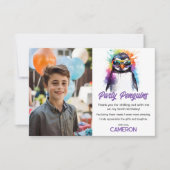 Feestbril voor pinguïns, kinderverjaardag bedankkaart (Voorkant)