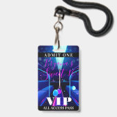 Feestbus Blacklight Dans Sweet 16 VIP-pas Badge (Voorzijde met lanyard)