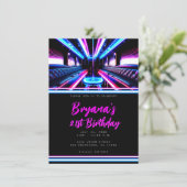 Feestbus Gloed Lichten Dansvloer Verjaardagsfeest Kaart (Staand voorkant)