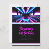 Feestbus Gloed Lichten Dansvloer Verjaardagsfeest Kaart (Voorkant)