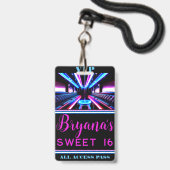 Feestbus Glow Lights Dansvloer VIP Pas Badge (Voorzijde met lanyard)