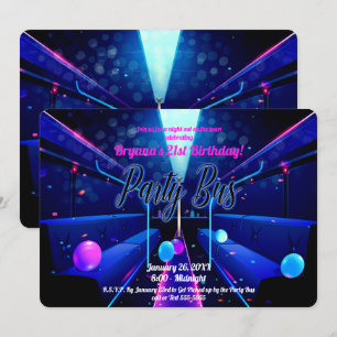 Feestbus Glow Party Clubhoppen 21e Verjaardag Kaart