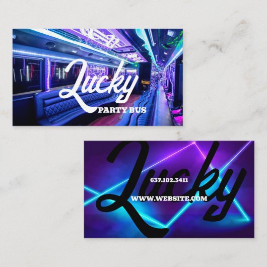 Feestbus, Party Limo, Autoservice Visitekaartje (Voorkant / Achterkant)
