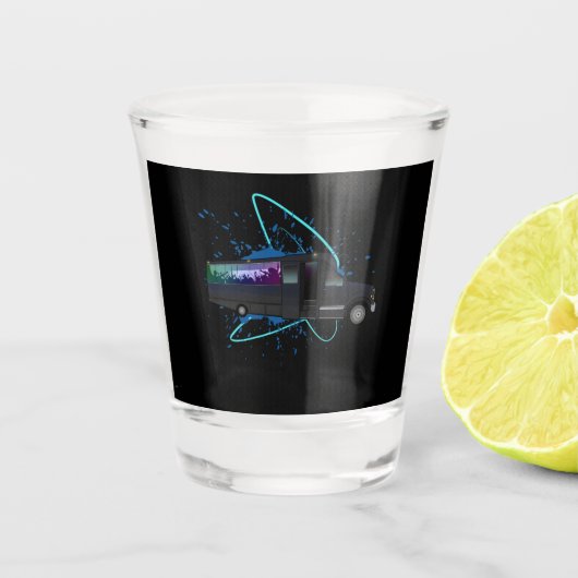 Feestbus Tijd Neon Nachtleven Opname Feest Shot Glas (Voorkant)