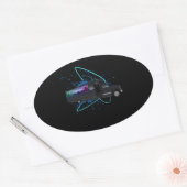 Feestbus Tijd Neon Nachtleven Pret Viering Ovale Sticker (Envelop)