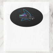 Feestbus Tijd Neon Nachtleven Pret Viering Ovale Sticker (Tas)