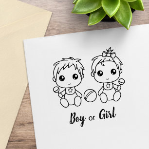 Feestcadeau voor baby Jongen of meisje Geslacht on Rubberstempel