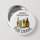 Feestcafé-rondje Bier Verloofd Verjaardag Ronde Button 7,6 Cm (Voorkant /achterkant)