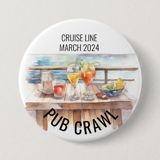 Feestcafé-rondvaart Cruise Lijn Cocktails Ronde Button 7,6 Cm (Voorkant)