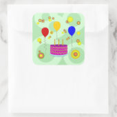 feestcake en ballonsticker vierkante sticker (Tas)