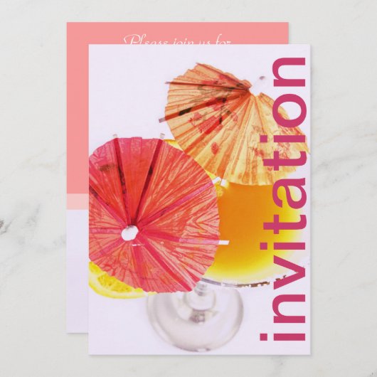 feestcocktail met kleurrijke papieren paraplu's kaart (Voorkant / Achterkant)