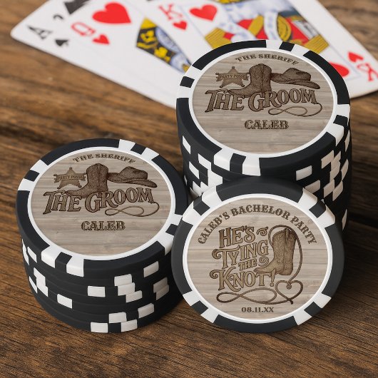Feestcommando Sheriff Cowboy Bruidegom Jonggezelle Poker Chips
