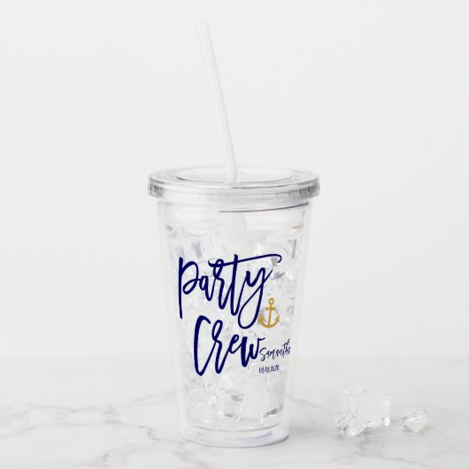 Feestcrew | Nautische bruidsmeisjes  Acryl Drinkbeker (Voorkant ijs)