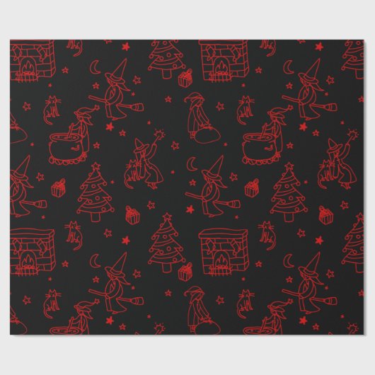 feestdag befana black cadeaupapier (Vlak)