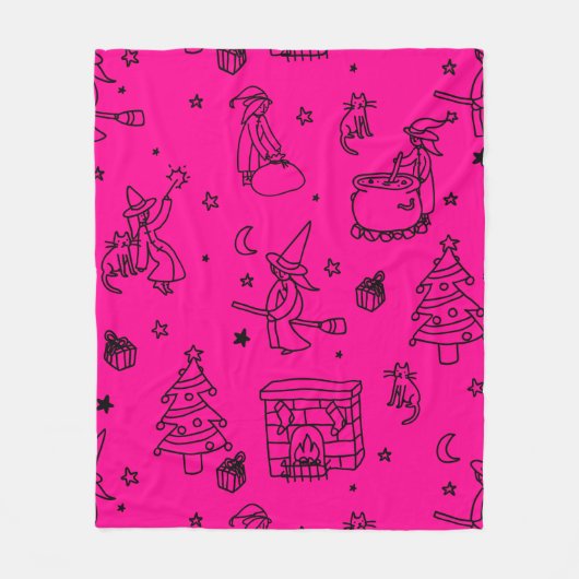feestdag befana roze fleece deken (Voorkant)