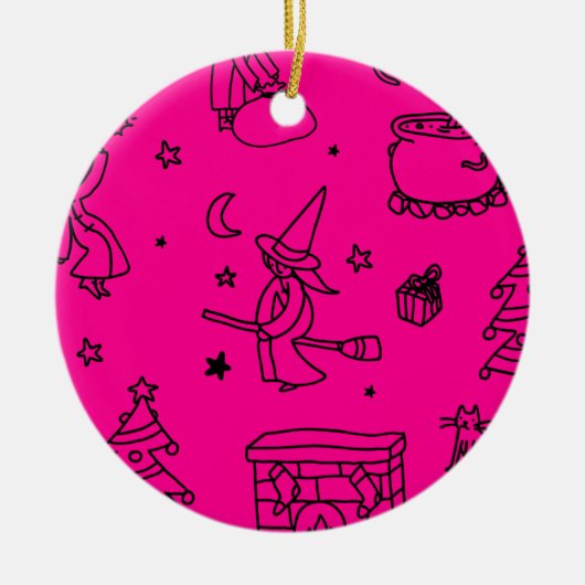 feestdag befana roze keramisch ornament (Voorkant)