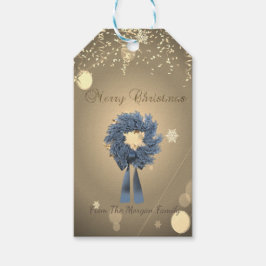 feestdag blauw kerstgeschut, Confetti Cadeaulabel