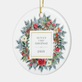 feestdag | Eerste Kerstmis baby Keramisch Ornament (Links)