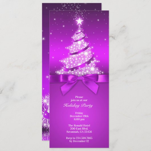 Feestdag Elegante Paarse uitnodiging (Voorkant / Achterkant)