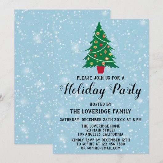 feestdag feestdag blauwe sneeuw kaart (Voorkant / Achterkant)