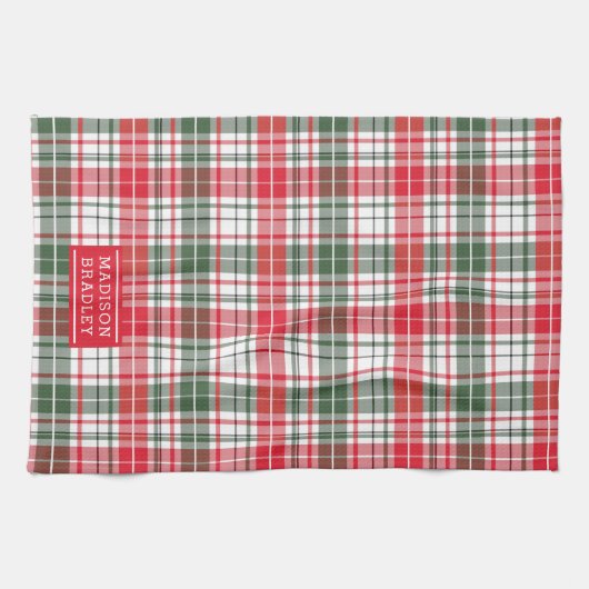 feestdag feestdag feestdag Tartan Persoonlijke naa Theedoek (Horizontaal)