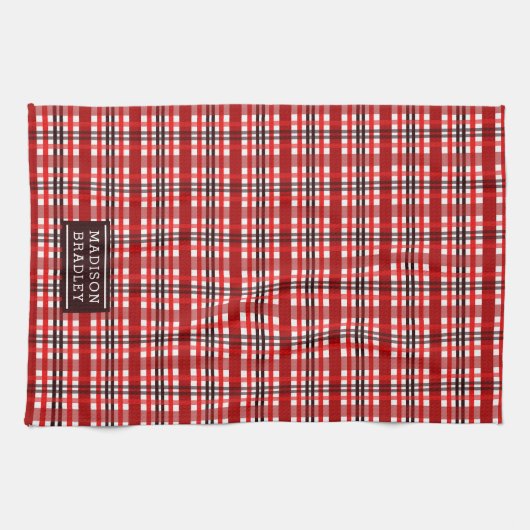 feestdag feestdag feestdag Tartan Persoonlijke naa Theedoek (Horizontaal)