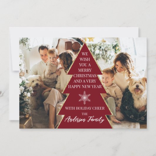 feestdag feestdag feestelijke kerstboomfoto's feestdagenkaart (Voorkant)