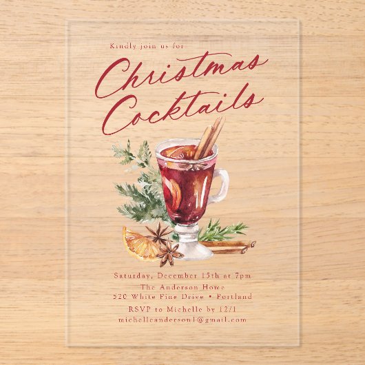 feestdag feestdag feestelijke kerstfeestdag acryl uitnodigingen (Voorkant)