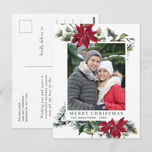 feestdag feestelijke kerstfeestdag met rode rode p briefkaart (Voorkant / Achterkant)