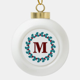  feestdag Floral Wreatmonogram Keramische Bal Ornament