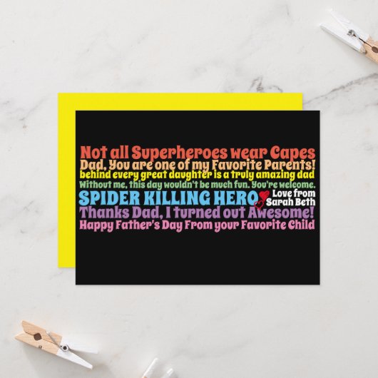 Feestdag Funny Quotes uit Dochter Kaart (Voorkant / Achterkant in situ)