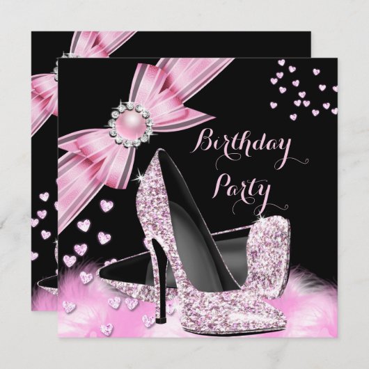  feestdag Glitter roze hoog Kaart (Voorkant / Achterkant)