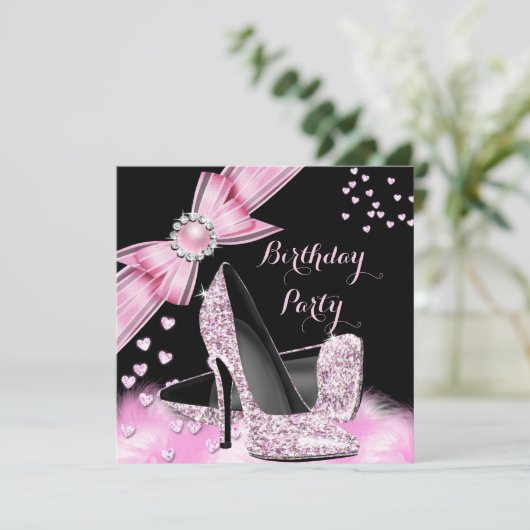  feestdag Glitter roze hoog Kaart (Staand voorkant)