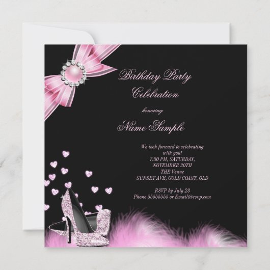  feestdag Glitter roze hoog Kaart (Achterkant)